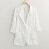 Black White Cotton linen Blazer Coat Women 2023 Spring Autumn Profession Slim Blazers 4XL Thin Casual Female Suit Jackets
