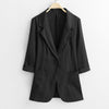Black White Cotton linen Blazer Coat Women 2023 Spring Autumn Profession Slim Blazers 4XL Thin Casual Female Suit Jackets
