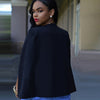 Black White Long Sleeve Cape Blazer Coat Women Lapel Split Cloak Cape Women Jacket Suit Female OL Office Workwear Women's Blazer