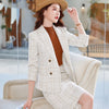 Black White Plaid Formal Women Autumn Winter Business Office Suit with Skirt and Jacket Coat Ol Styles Professional Blazer Set