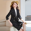 Black White Plaid Formal Women Autumn Winter Business Office Suit with Skirt and Jacket Coat Ol Styles Professional Blazer Set