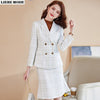 Black White Plaid Formal Women Autumn Winter Business Office Suit with Skirt and Jacket Coat Ol Styles Professional Blazer Set