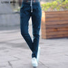 Black White Red Jeans Women Denim Pants Drawstring Waist Jogger Pants Casual Trousers Fashion Pencil Harem Pants Jeans Female