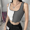 Black White Splicing Pure Cotton Camisole Female Corset Elastic Casual Slim Vest Sleeveless Sling Hirakuchi Summer Tank Tops