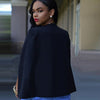 Black White Split Women's Blazer Long Sleeve Lapel Cape Blazer Coat Casual Split Poncho OL Jacket Cloak Coat Women Blazer Suit