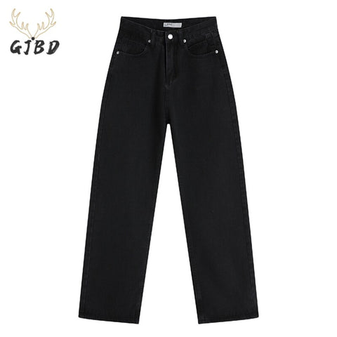 Black Woman Jeans High Waist Vintage Straight Denim Pants Streetwear Heart Pocket Casual Basic Jeans Mom Denim Trouser Plus Size