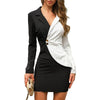 Black and White Striped Blazer Slip Dress Style Casual Office Blazer Suit 2023 Women Double Breasted Slim French Suit