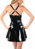 Black crisscross back PVC leather A line dress adjustable shoulder straps nightclub PVC dress shiny leather pole-dancing dress