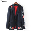 Blaser Feminino New Fashion Women Slim Blazer Coat Rose Embroidered Suit Jacket One Button Suit  Outerwear BGB7213