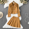 Blazer And Pleated Skirt Set 2023 Woman Pink Suits Temperament Double Breasted Jacket Two-Piece High Waist Skirt T596