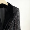 Blazer Black Sequined Women Autumn Double Breasted Button Glitter Sequined Long Party Club Jacket Blazers Women 2023 Autumn