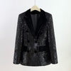 Blazer Black Sequined Women Autumn Double Breasted Button Glitter Sequined Long Party Club Jacket Blazers Women 2023 Autumn