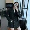 Blazer Black Women Punk Style Loose Long Sleeve Casual Suit Jacket Streetwear Vintage Single Breasted Office Lady Outerwear