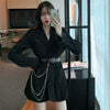 Blazer Black Women Punk Style Loose Long Sleeve Casual Suit Jacket Streetwear Vintage Single Breasted Office Lady Outerwear