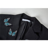 Blazer Coat Female Butterfly Embroidery Winter Women Long Sleeve Coat Vintage Gothic Casual Pockets Black Jackets Outerwear Lady