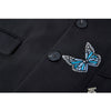 Blazer Coat Female Butterfly Embroidery Winter Women Long Sleeve Coat Vintage Gothic Casual Pockets Black Jackets Outerwear Lady