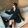 Blazer Coat Femme 2022 Spring Korean Long Sleeve White Black Rhombus Plaid Suit Jacket Women Office Lady With Belt