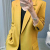 Blazer Coat Women 2023 Causal Long Sleeve Single Button Vintage Elegant Outerwear Design Style Chic Clothings Tops
