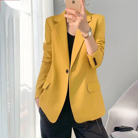 Blazer Coat Women 2023 Causal Long Sleeve Single Button Vintage Elegant Outerwear Design Style Chic Clothings Tops