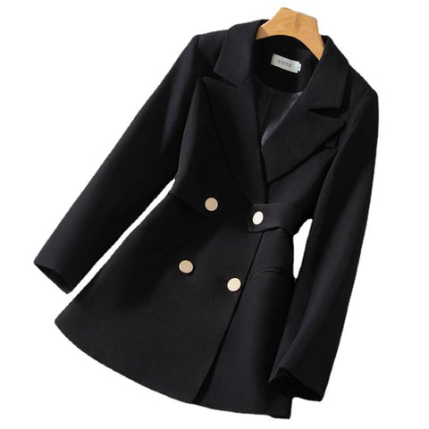 Blazer Coat Women Black White M-4XL Suit Collar Long Sleeve Simple Slim 2023 Spring Autumn Temperament Office Lady Blazers