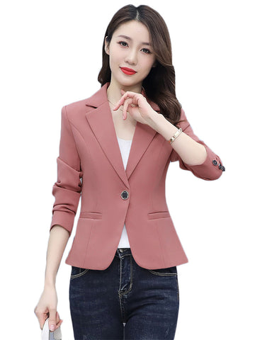 Blazer Coat Women Short Slim Small Blazer Korean Office Lady 2023 Spring Pink Temperament Long Sleeve Tops Clothing