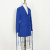 Blazer Dress Women Elegant  Blue Single Breasted Button Pocket Notched Slim  Blazer Clothes 2023 New