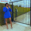 Blazer Dress Women Elegant  Blue Single Breasted Button Pocket Notched Slim  Blazer Clothes 2023 New