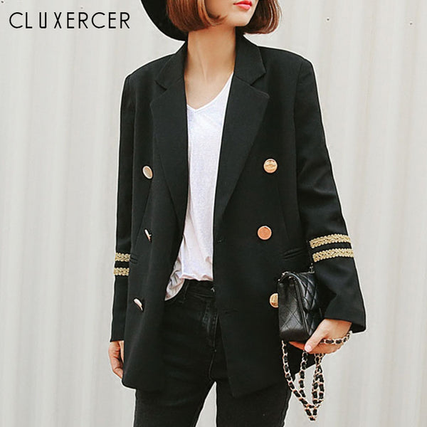 Blazer Feminino Long Women Blazers And Jackets military style Double Breasted Long Sleeves Lady Suit