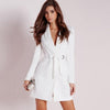 Blazer Feminino Ladies Slim Belted Deep V Neck Suit Dress Quality Long Sleeve Suit jacket Womens Blazer For Work White