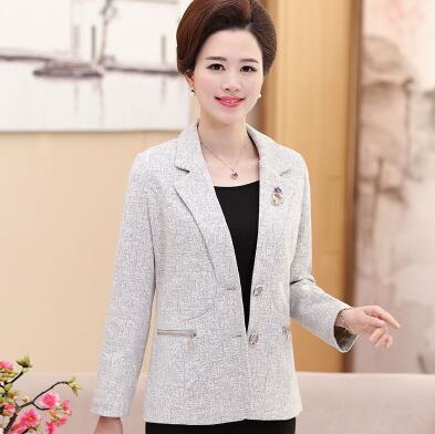 Blazer Feminino Manga Longa Slim Fit Middle Age Women'S Blazer Suits And Jackets Office Wear Ladies Linen BLAZER WOMEN A3554