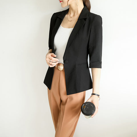 Blazer Feminino Manga Summer Blazer White Women Linen And Cotton Female Three Quarter Sleeve Suits Plus Size 3Xl 4Xl 5Xl Ma104