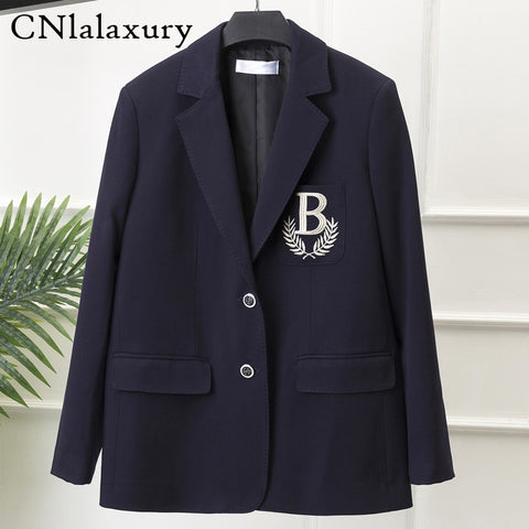 Blazer Feminino Autumn Clothes Women Korean- Style Embroidered Suit Jacket Women Loose-Fit Casual Suit Women