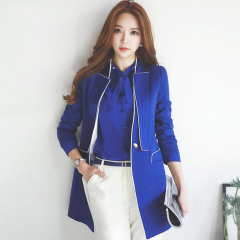 Blazer Feminino Spring Autumn Jackets Female Slim Elegant Suit Jacket Blaser Long Coats One Buckle Women's Blazer Femme C3008
