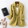 Blazer Feminino Women Linen Blazer Suit Jacket Female New Spring One Button Suit Blazer Women Blaser Mujer Grey