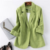 Blazer Feminino Women Linen Blazer Suit Jacket Female New Spring One Button Suit Blazer Women Blaser Mujer Grey