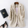 Blazer Feminino Women Linen Blazer Suit Jacket Female New Spring One Button Suit Blazer Women Blaser Mujer Grey