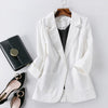 Blazer Feminino Women Linen Blazer Suit Jacket Female New Spring One Button Suit Blazer Women Blaser Mujer Grey