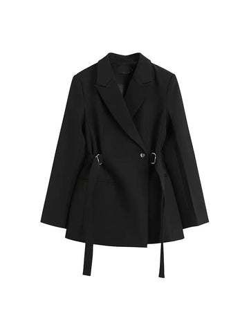 Blazer Jackets For Women Long Sleeve Loose Fit Bandage women's Black Blazer Vintage Oversize Coat Ladies Outerwear