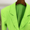 Blazer Skirt Suits Two Pieces Sets Women Widened Shrug Shoulder One Button Oversize Fluorescent Green Long Blazers Suit Dropship
