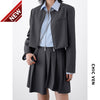 Blazer Skirt Suits Women's Long Sleeve Solid Short Jacket A-line Pleated Two-piece Set Female Coat Spring Summer 2023