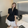 Blazer Two Piece Set Women Skirt Black White Casual Short-sleeved Suit Jacket 2022 Spring And Summer Style Blazersl