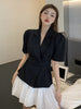 Blazer Two Piece Set Women Skirt Black White Casual Short-sleeved Suit Jacket 2022 Spring And Summer Style Blazersl