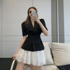 Blazer Two Piece Set Women Skirt Black White Casual Short-sleeved Suit Jacket 2022 Spring And Summer Style Blazersl