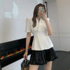 Blazer Two Piece Set Women Skirt Black White Casual Short-sleeved Suit Jacket 2022 Spring And Summer Style Blazersl