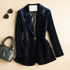 Blazer Women 2022 Slim Spring Autumn Temperament One Button Ladies Suit Jacket Gold Velvet Black Navy Coats Outewear f395
