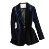 Blazer Women 2022 Slim Spring Autumn Temperament One Button Ladies Suit Jacket Gold Velvet Black Navy Coats Outewear f395