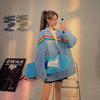 Blazer Women 2023 Spring Rainbow Print Small Suit Female Trend Cool Girl Style Loose Casual Couple Jacket Unisex +Matching Chain