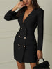 Blazer Women 2023 Giorgione Sexy V-Neck Double Breasted Suit Coat Dress Office Lady Black And White Blazer Костюм Летний Женские