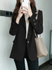 Blazer Women 2023 Spring Autumn Single-breasted Brown Black Suit Coat Long Sleeves Loose Korean Blazers Jacket