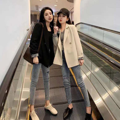 Blazer Women Elegant Vintage Long Sleeve Single Breasted Fashionable All-match Casual Harajuku Korean Style Chic Classic Tops